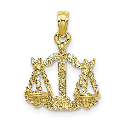 Million Charms 10K Yellow Gold Themed 3-D Libra Zodiac Pendant