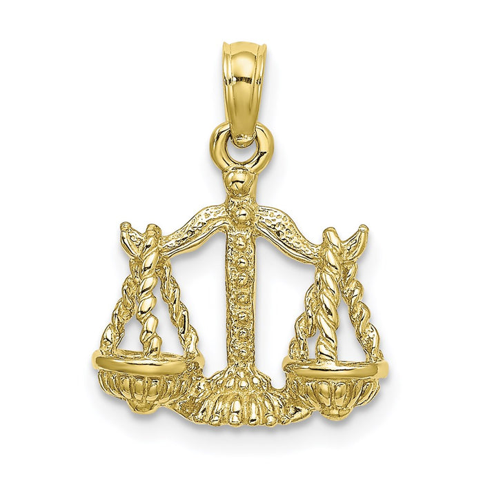 Million Charms 10K Yellow Gold Themed 3-D Libra Zodiac Pendant