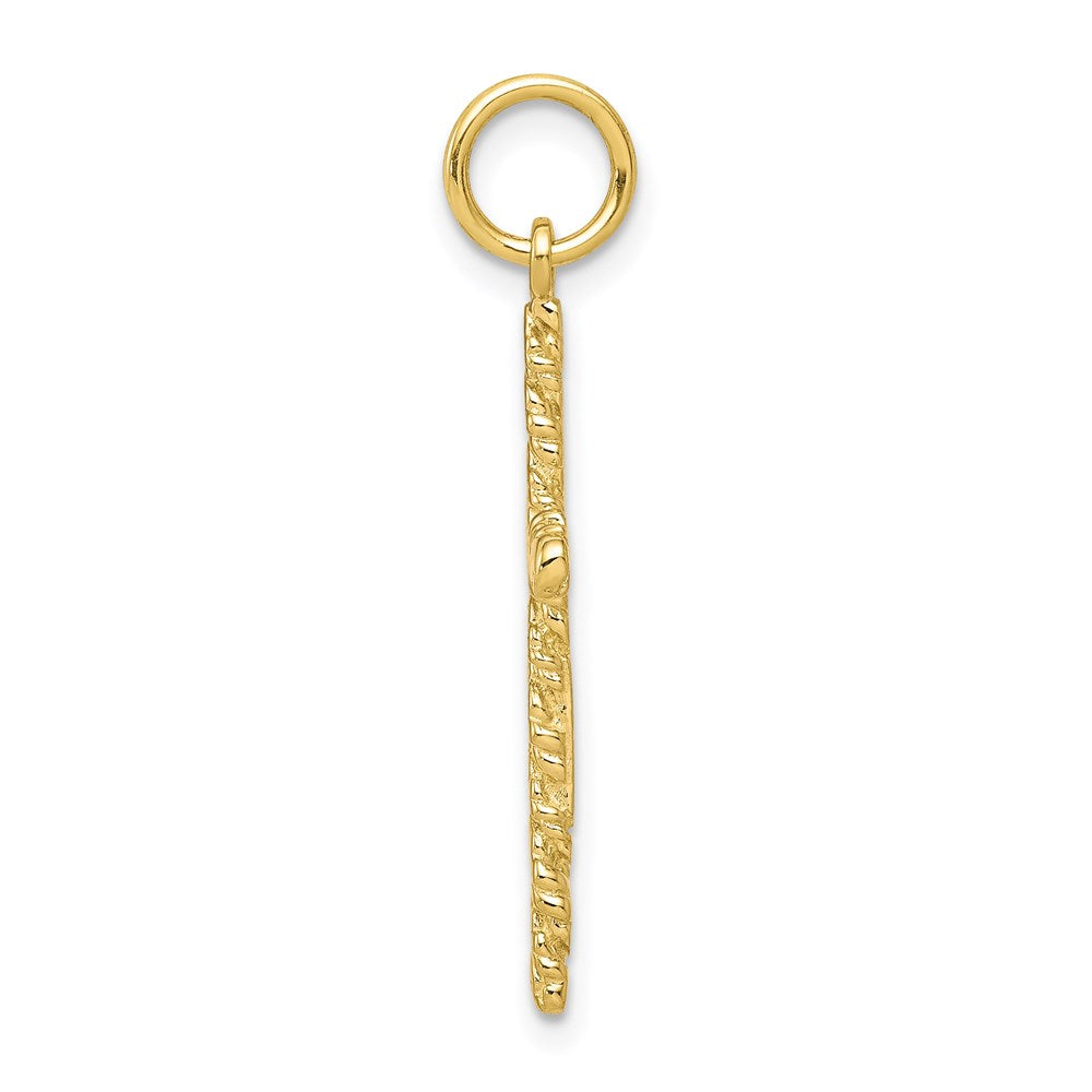 Million Charms 10K Yellow Gold Themed Nugget Relgious Cross Charm
