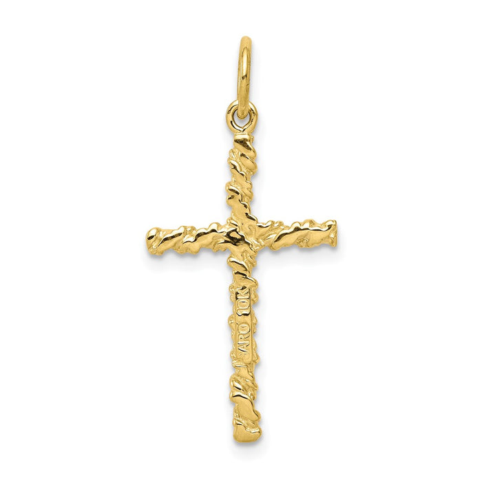 Million Charms 10K Yellow Gold Themed Nugget Relgious Cross Charm