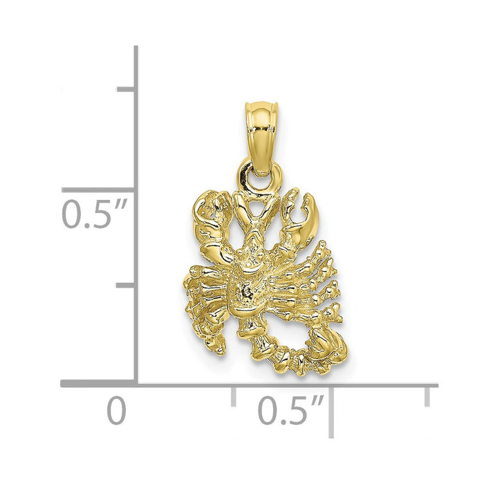 Million Charms 10K Yellow Gold Themed 3-D Scorpio Zodiac Pendant