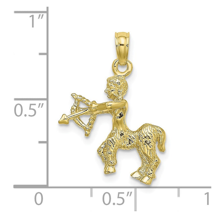 Million Charms 10K Yellow Gold Themed 3-D Sagittarius Zodiac Pendant