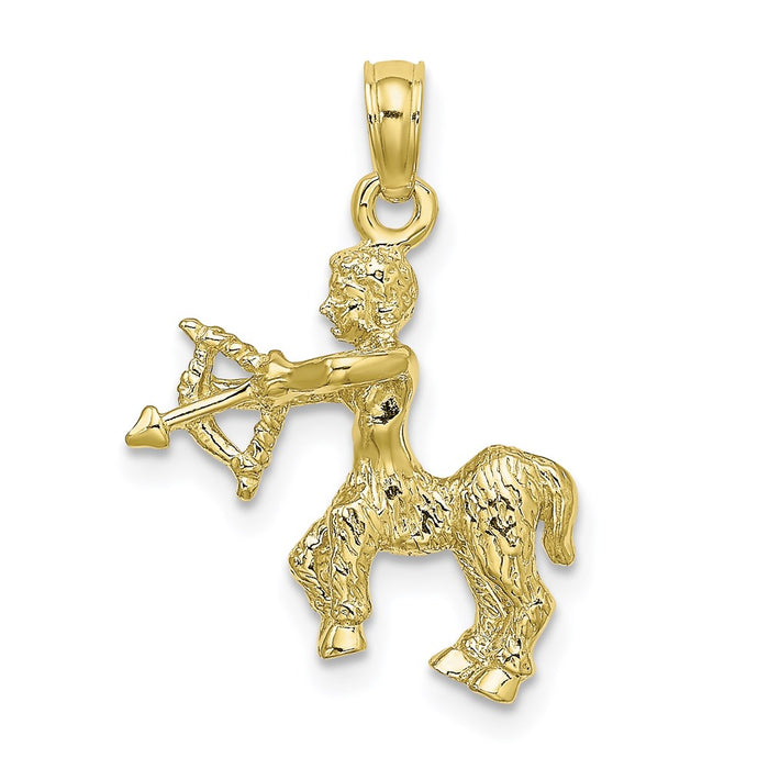 Million Charms 10K Yellow Gold Themed 3-D Sagittarius Zodiac Pendant