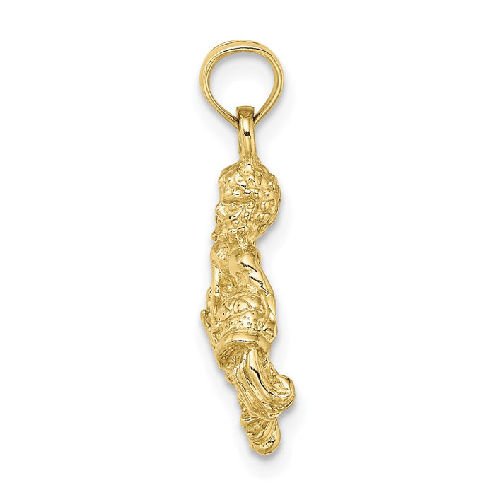 Million Charms 10K Yellow Gold Themed 3-D Aquarius Zodiac Pendant