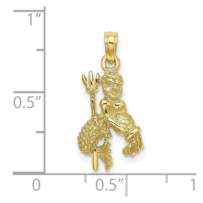 Million Charms 10K Yellow Gold Themed 3-D Aquarius Zodiac Pendant