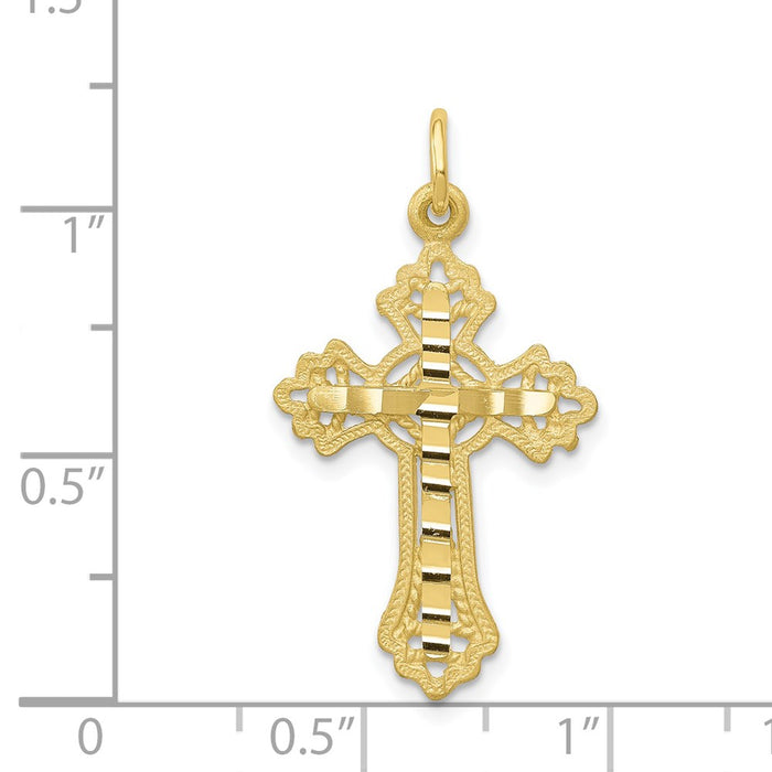 Million Charms 10K Yellow Gold Themed Diamond-Cut Relgious Cross Charm