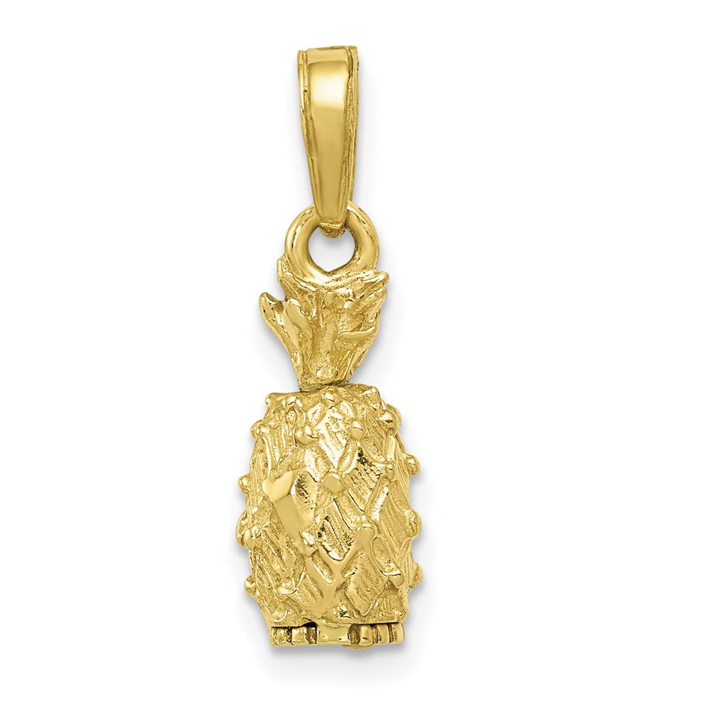 Million Charms 10K Yellow Gold Themed 3-D Pineapple Pendant