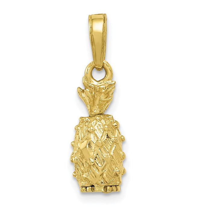 Million Charms 10K Yellow Gold Themed 3-D Pineapple Pendant