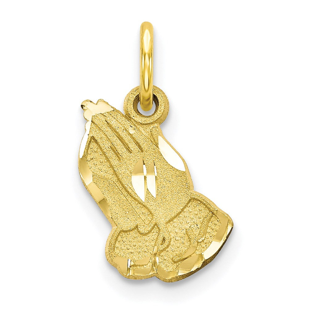 Million Charms 10K Yellow Gold Themed Polished & Diamond-Cut Flower In Heart Pendant