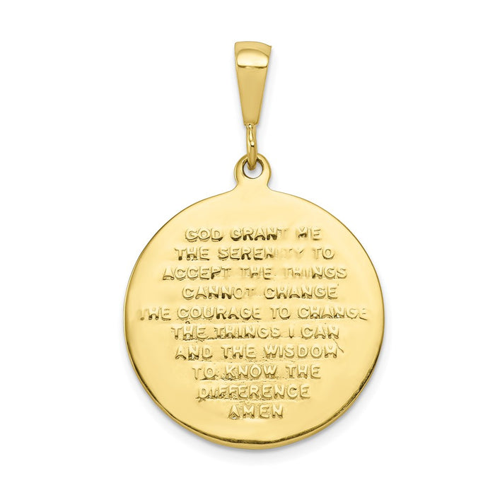 Million Charms 10K Yellow Gold Themed Praying Hands Reversible With Serenity Prayer Pendant