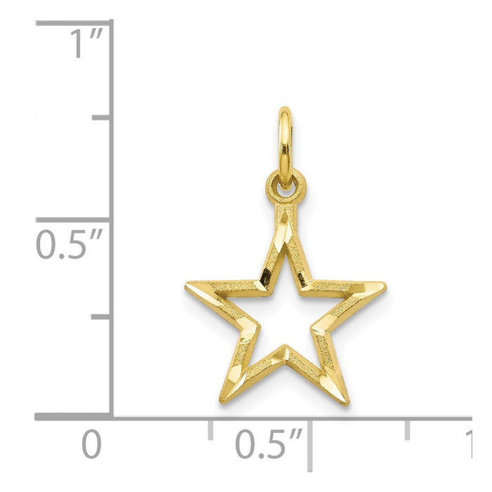 Million Charms 10K Yellow Gold Themed Diamond-Cut Flat Back Star Charm