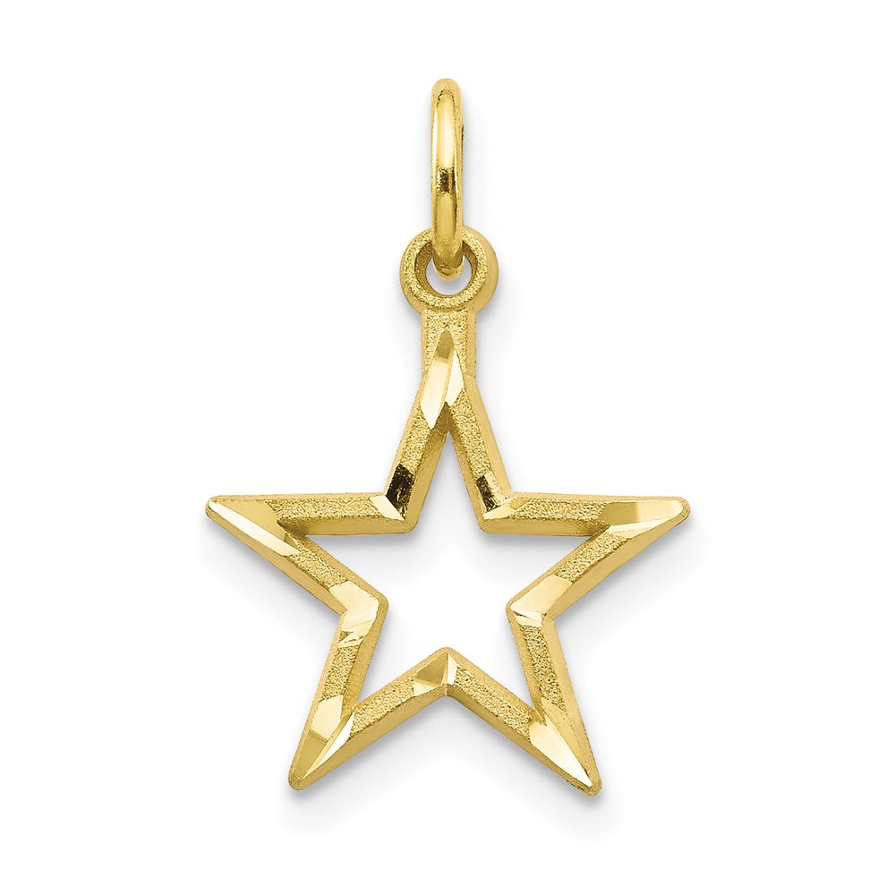 Million Charms 10K Yellow Gold Themed Diamond-Cut Flat Back Star Charm