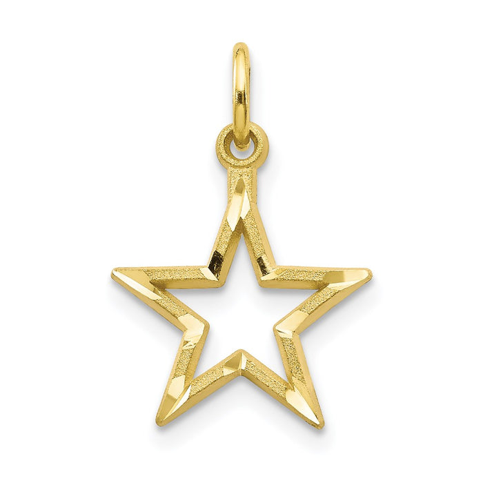 Million Charms 10K Yellow Gold Themed Diamond-Cut Flat Back Star Charm