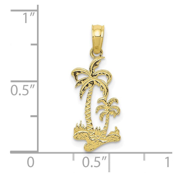 Million Charms 10K Yellow Gold Themed Double Palm Trees Pendant