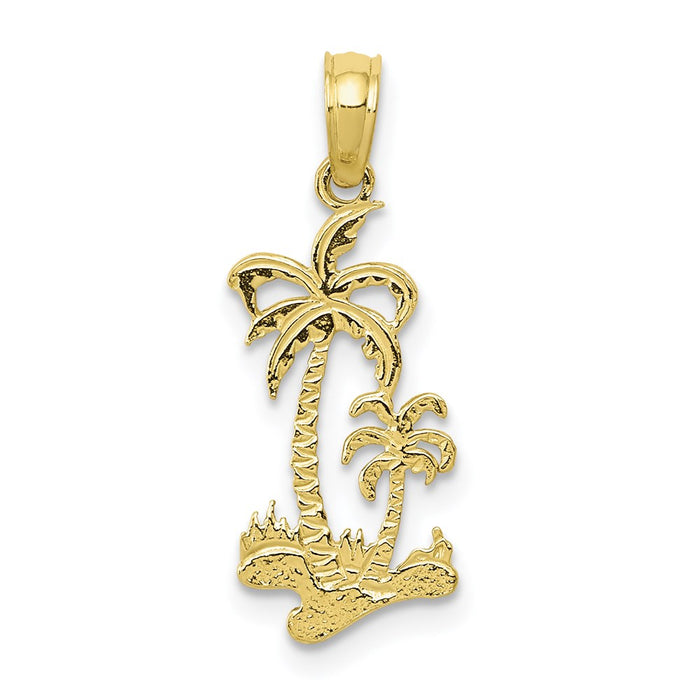 Million Charms 10K Yellow Gold Themed Double Palm Trees Pendant