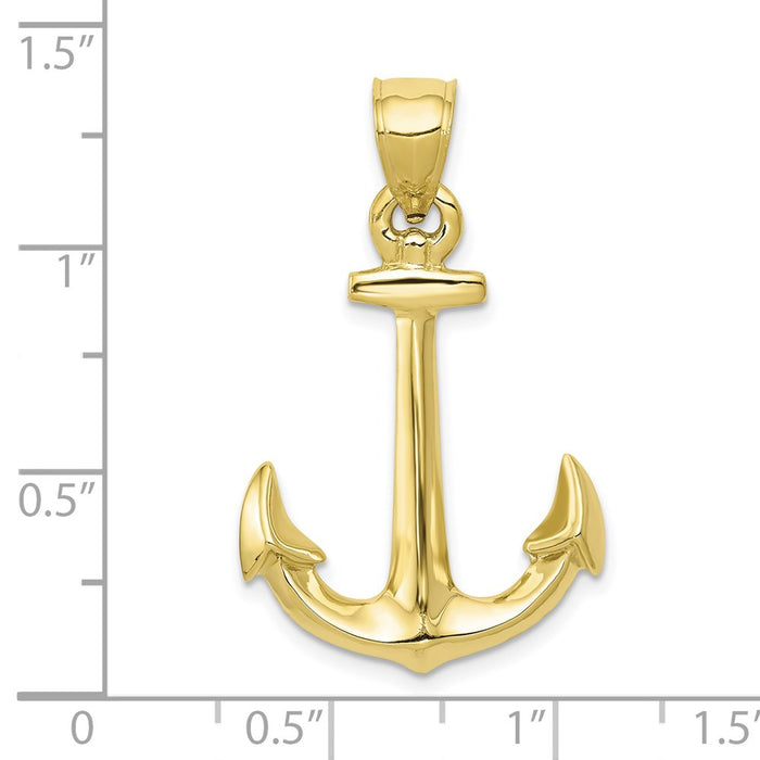 Million Charms 10K Yellow Gold Themed 3-D Nautical Anchor Pendant