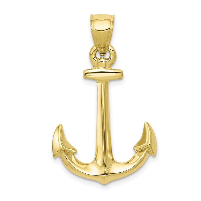 Million Charms 10K Yellow Gold Themed 3-D Nautical Anchor Pendant