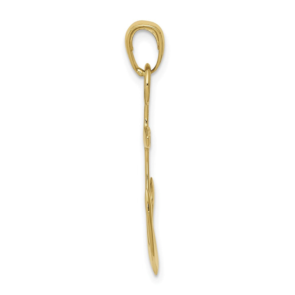 Million Charms 10K Yellow Gold Themed 3-D Nautical Anchor Pendant