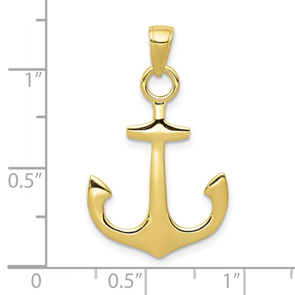 Million Charms 10K Yellow Gold Themed 3-D Nautical Anchor Pendant