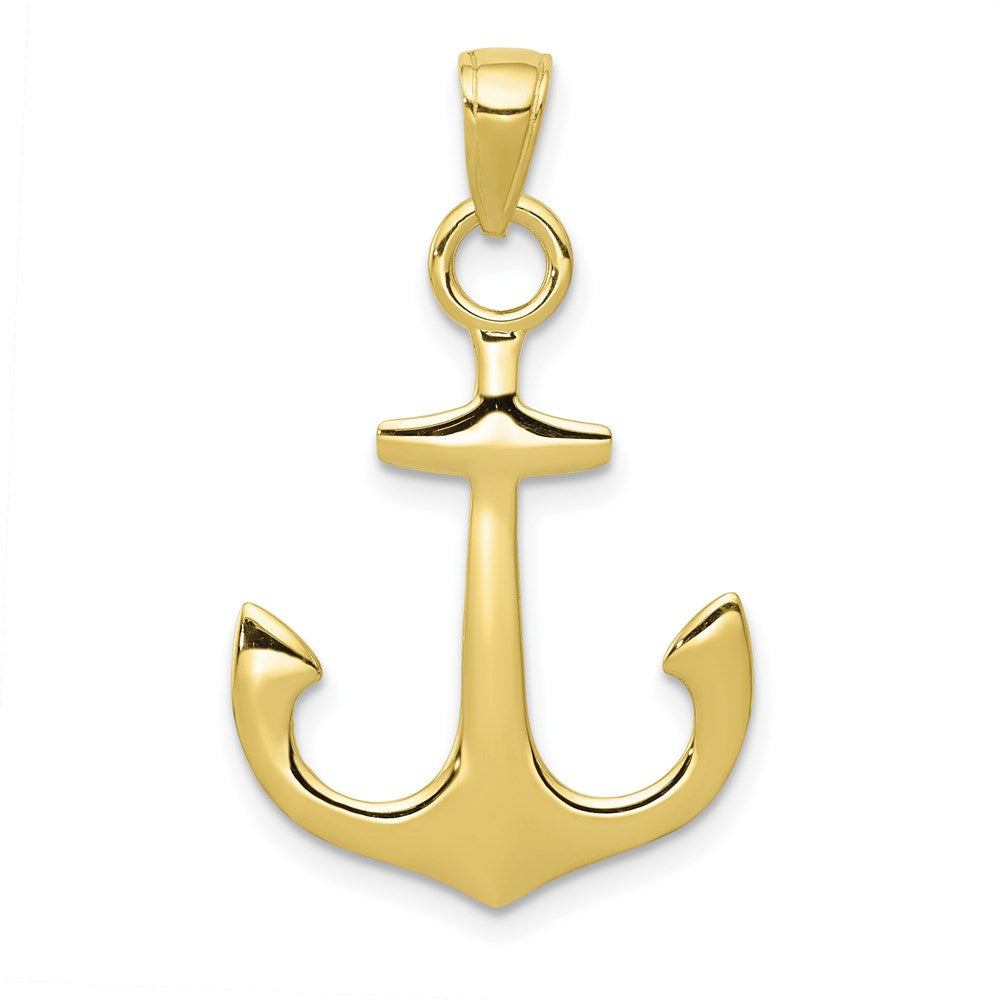 Million Charms 10K Yellow Gold Themed 3-D Nautical Anchor Pendant