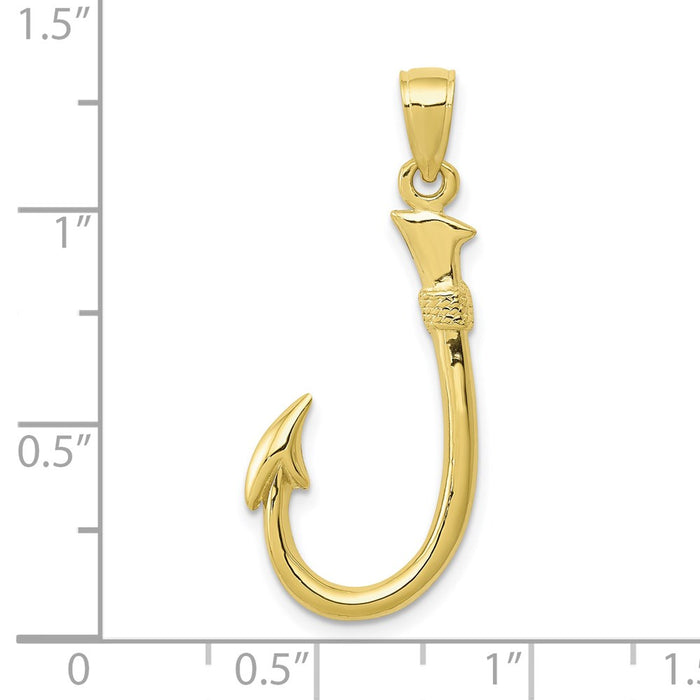 Million Charms 10K Yellow Gold Themed Fish Hook Pendant
