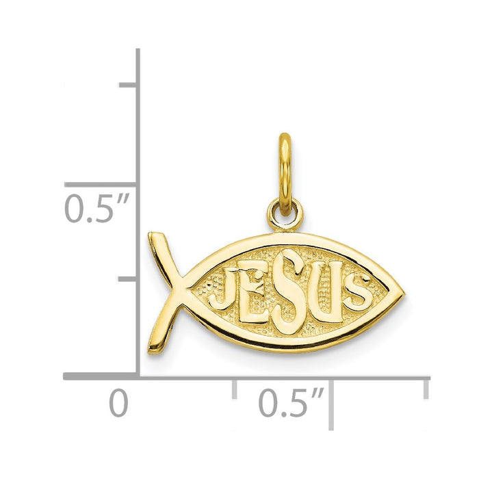 Million Charms 10K Yellow Gold Themed Jesus Fish Charm