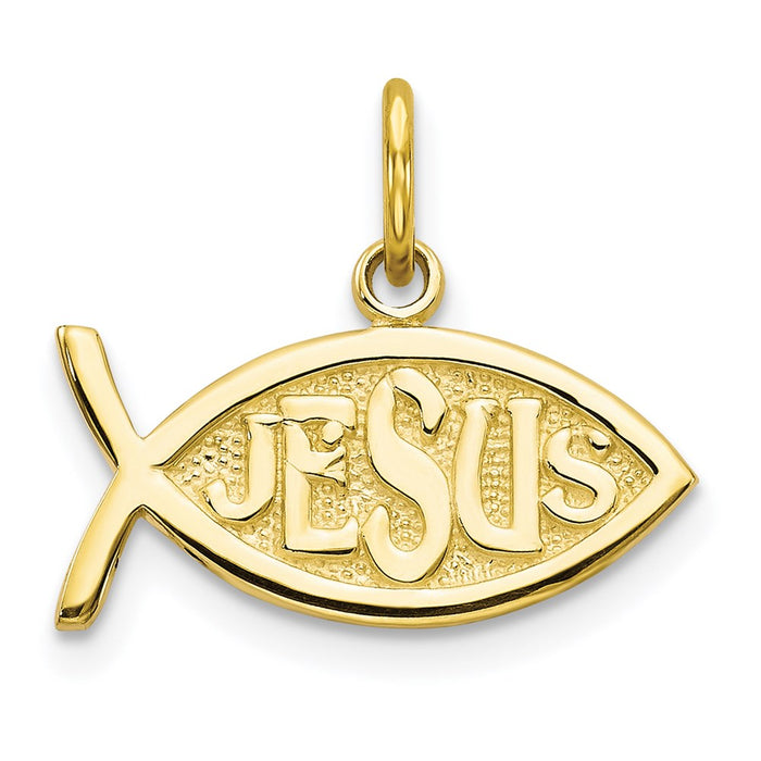 Million Charms 10K Yellow Gold Themed Jesus Fish Charm