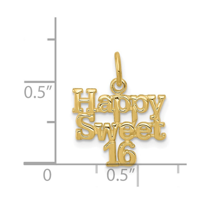 Million Charms 10K Yellow Gold Themed Happy Sweet 16 Birthday Charm