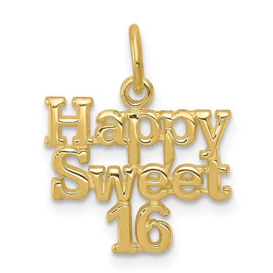 Million Charms 10K Yellow Gold Themed Happy Sweet 16 Birthday Charm