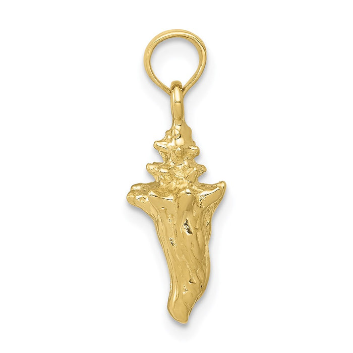 Million Charms 10K Yellow Gold Themed 3-D Conch Shell