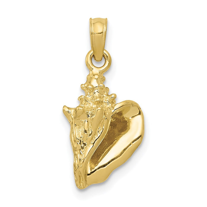 Million Charms 10K Yellow Gold Themed 3-D Conch Shell