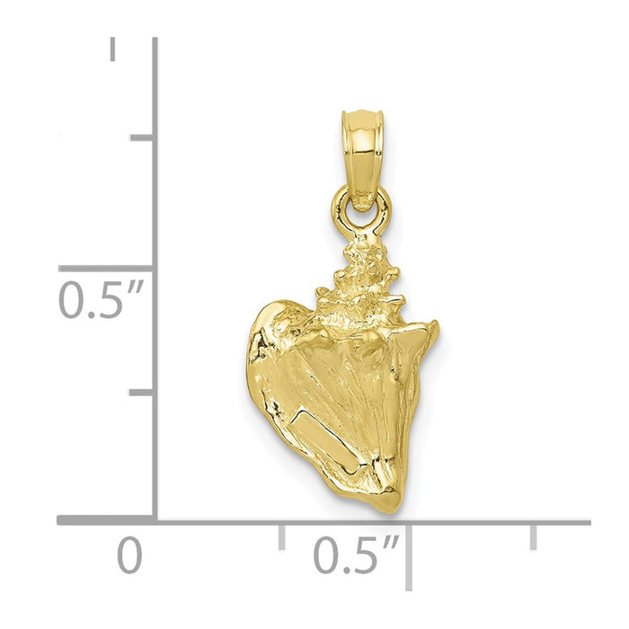 Million Charms 10K Yellow Gold Themed 3-D Conch Shell