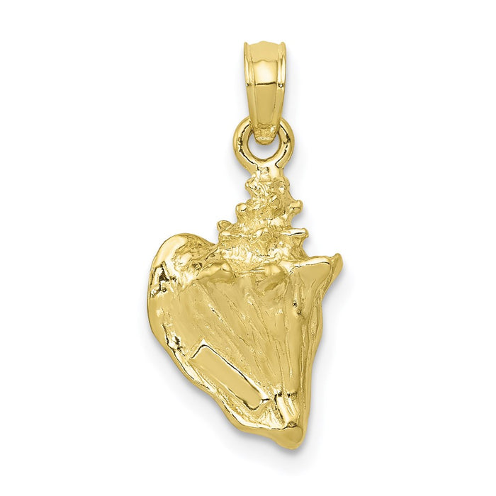 Million Charms 10K Yellow Gold Themed 3-D Conch Shell