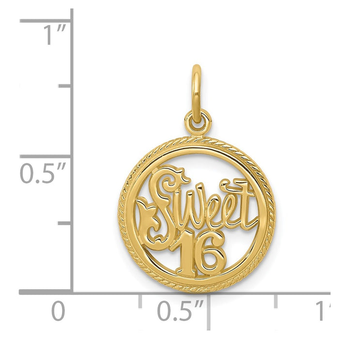 Million Charms 10K Yellow Gold Themed Sweet 16 Birthday Charm