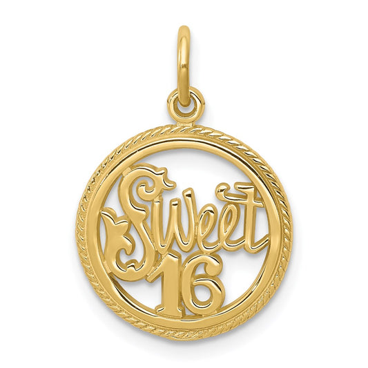 Million Charms 10K Yellow Gold Themed Sweet 16 Birthday Charm