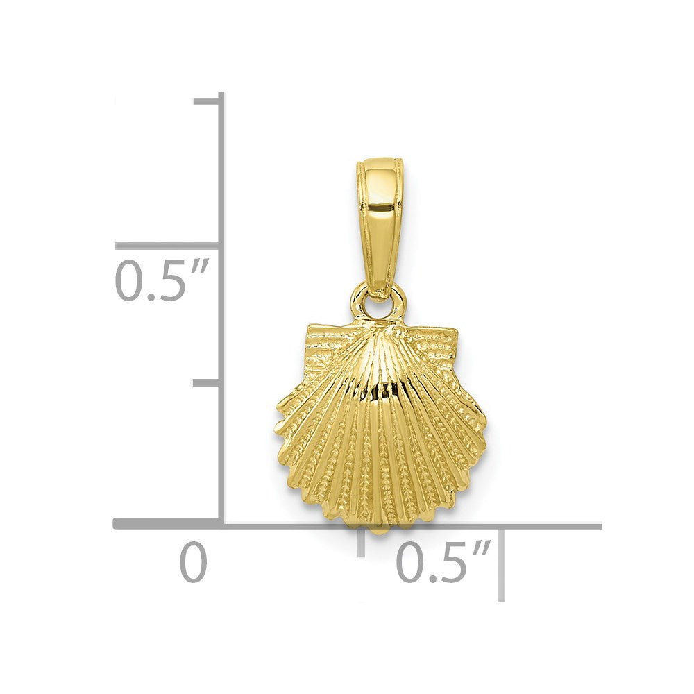 Million Charms 10K Yellow Gold Themed Scallop Shell Pendant