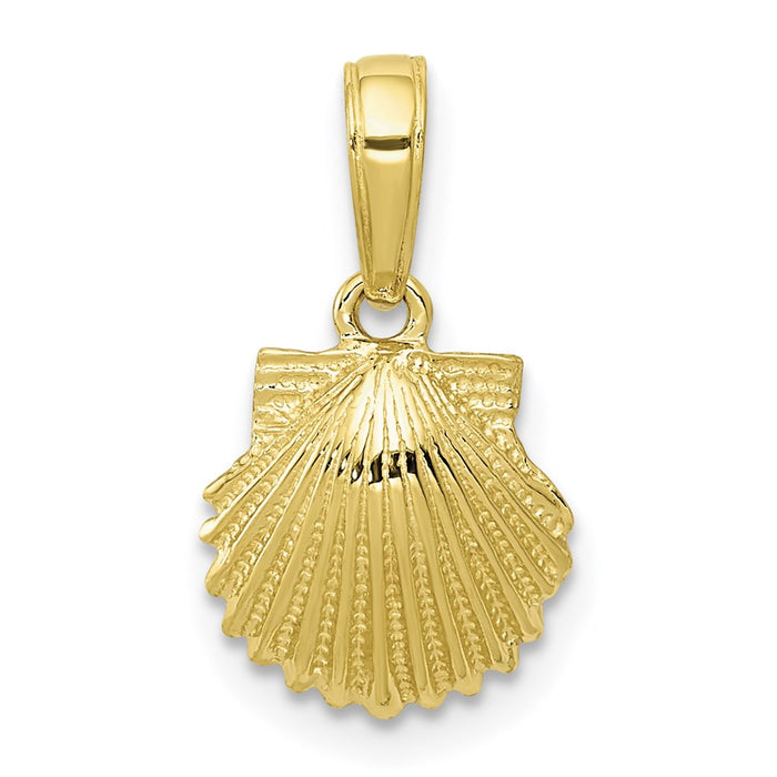 Million Charms 10K Yellow Gold Themed Scallop Shell Pendant