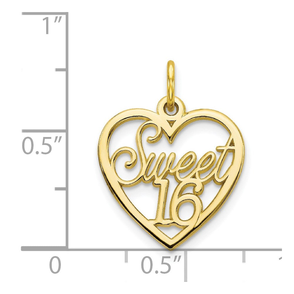 Million Charms 10K Yellow Gold Themed Sweet 16 Birthday Charm