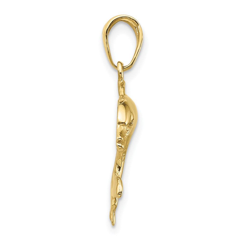 Million Charms 10K Yellow Gold Themed Dolphin Swimming Pendant