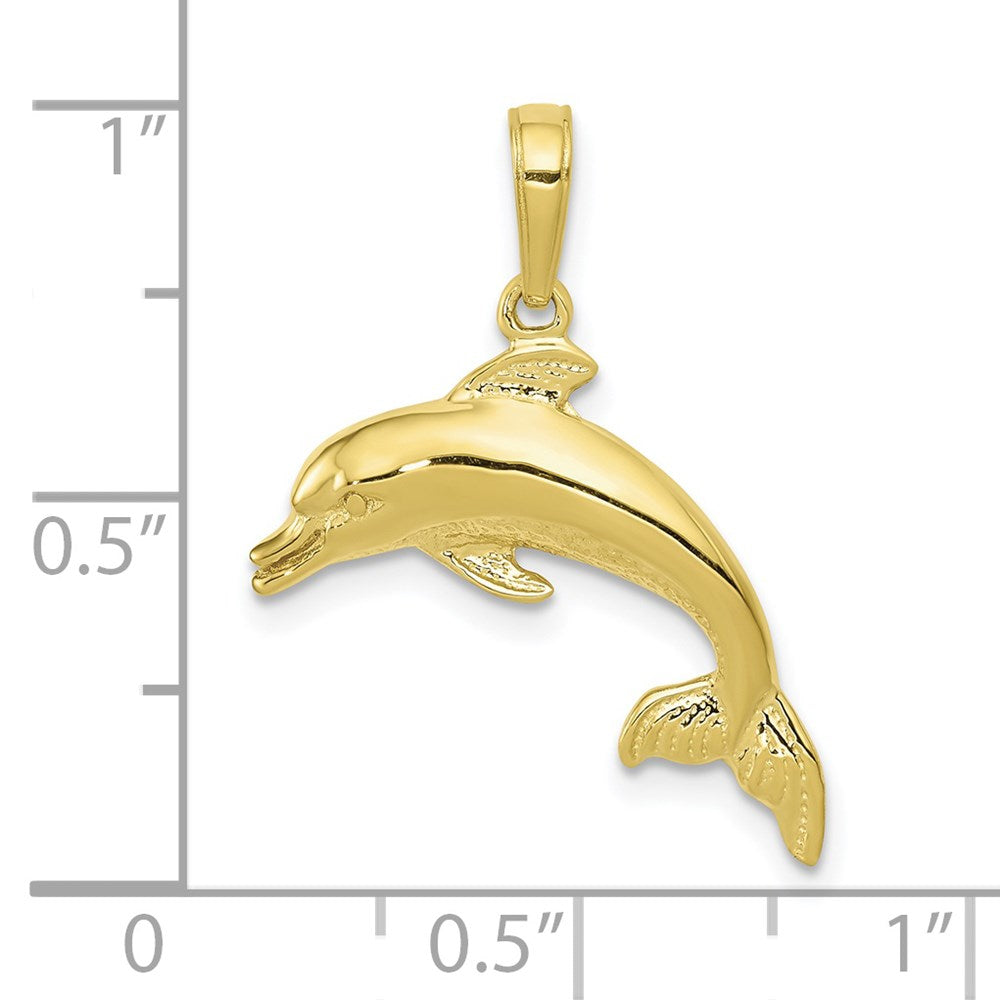 Million Charms 10K Yellow Gold Themed Dolphin Swimming Pendant