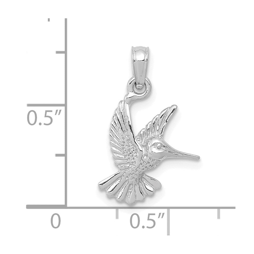 Million Charms 10K White Gold Themed Hummingbird Charm