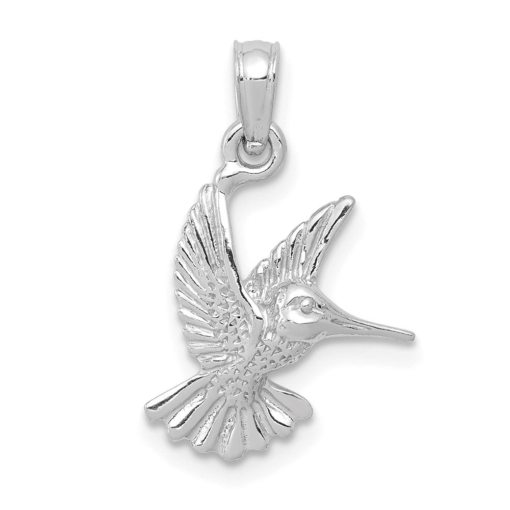 Million Charms 10K White Gold Themed Hummingbird Charm