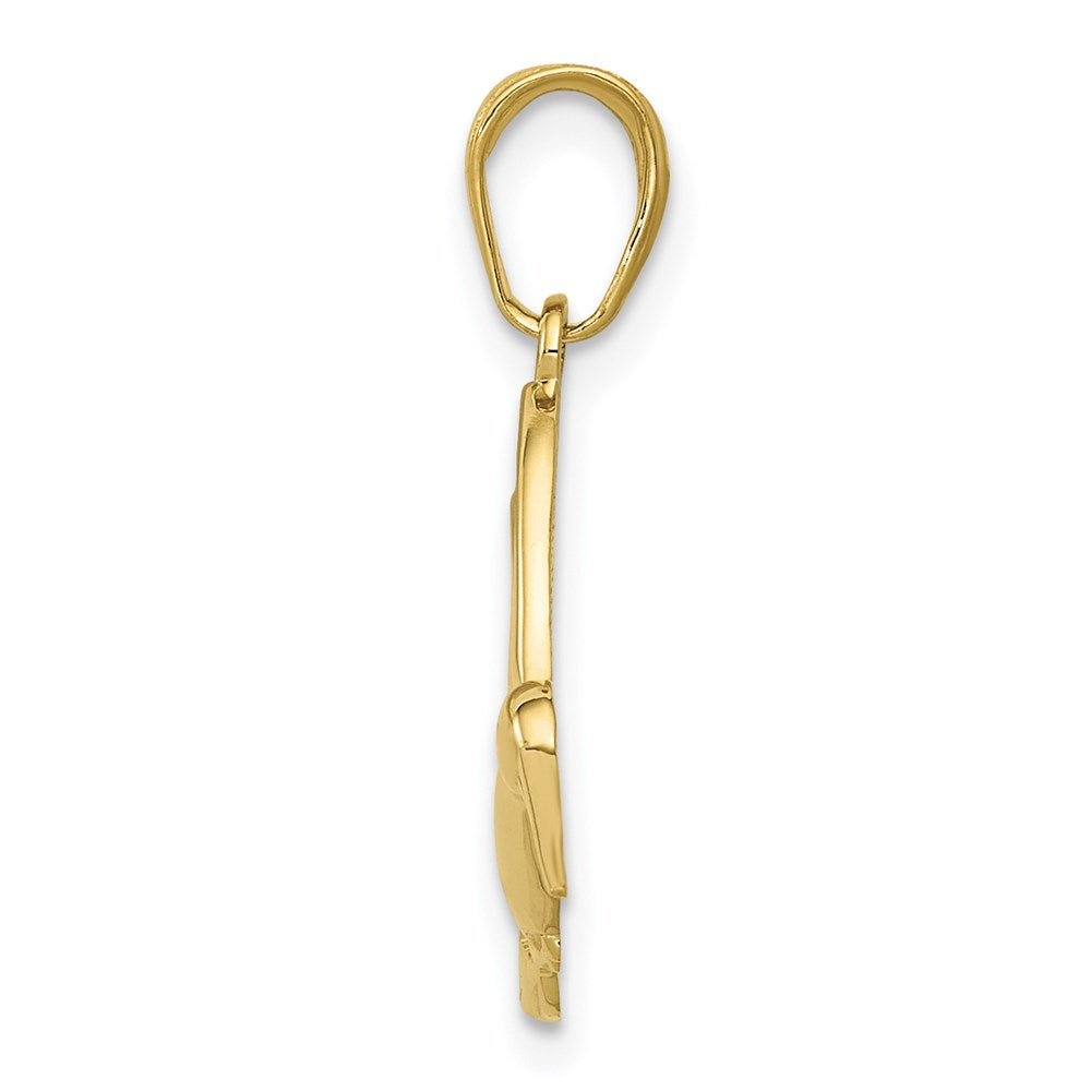Million Charms 10K Yellow Gold Themed Hummingbird In Flight Pendant