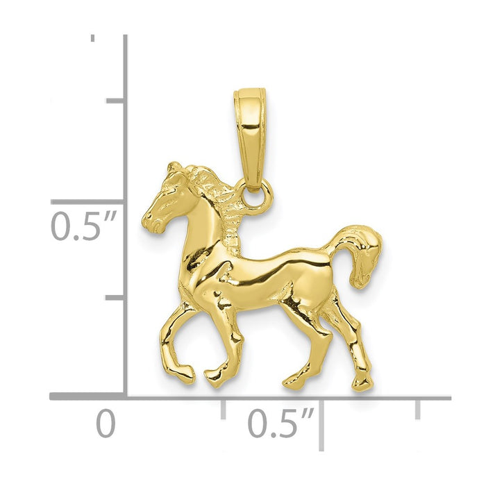Million Charms 10K Yellow Gold Themed Standing Horse Pendant