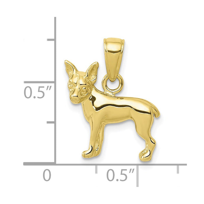 Million Charms 10K Yellow Gold Themed Chihuahua Dog Pendant