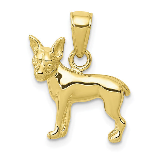 Million Charms 10K Yellow Gold Themed Chihuahua Dog Pendant