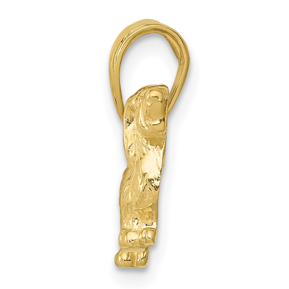 Million Charms 10K Yellow Gold Themed Long-Haired Dachshund Dog Pendant