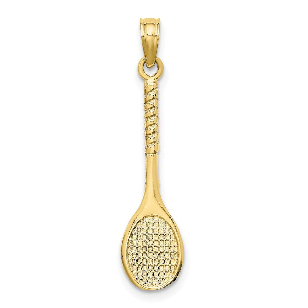 Million Charms 10K Yellow Gold Themed 3-D Sports Tennis Racquet Pendant