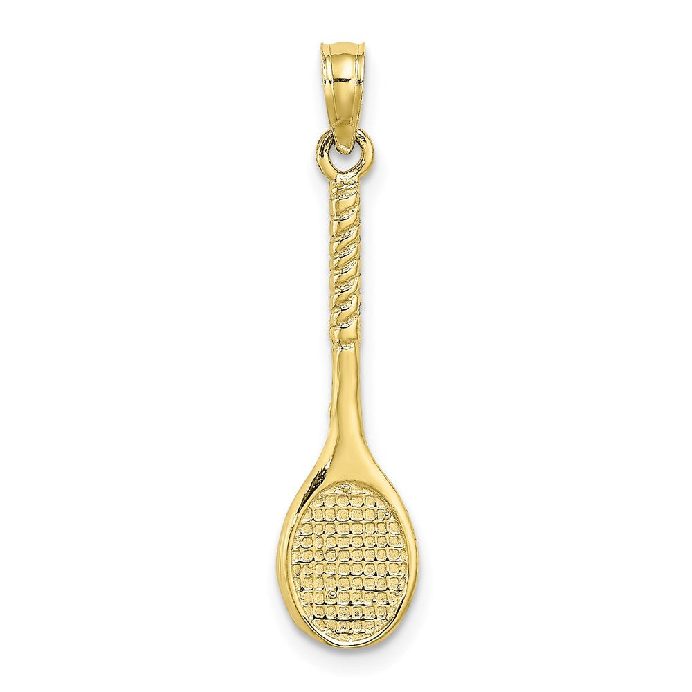 Million Charms 10K Yellow Gold Themed 3-D Sports Tennis Racquet Pendant