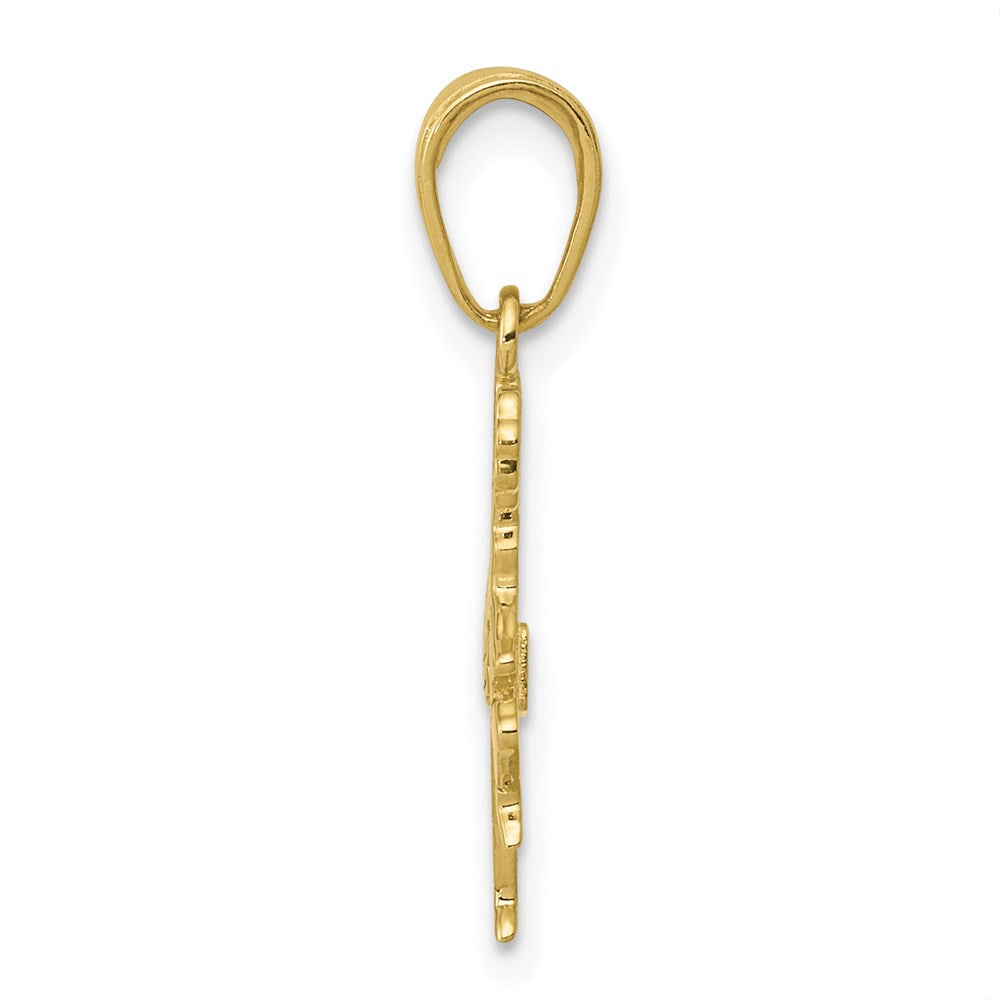 Million Charms 10K Yellow Gold Themed Cheerleader With Pom-Poms Pendant